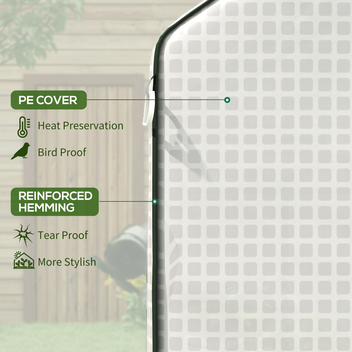 Outsunny PE Greenhouse Cover Replacement with Door and Mesh Windows, White, for SKU 845-511, 845-944V00WT
