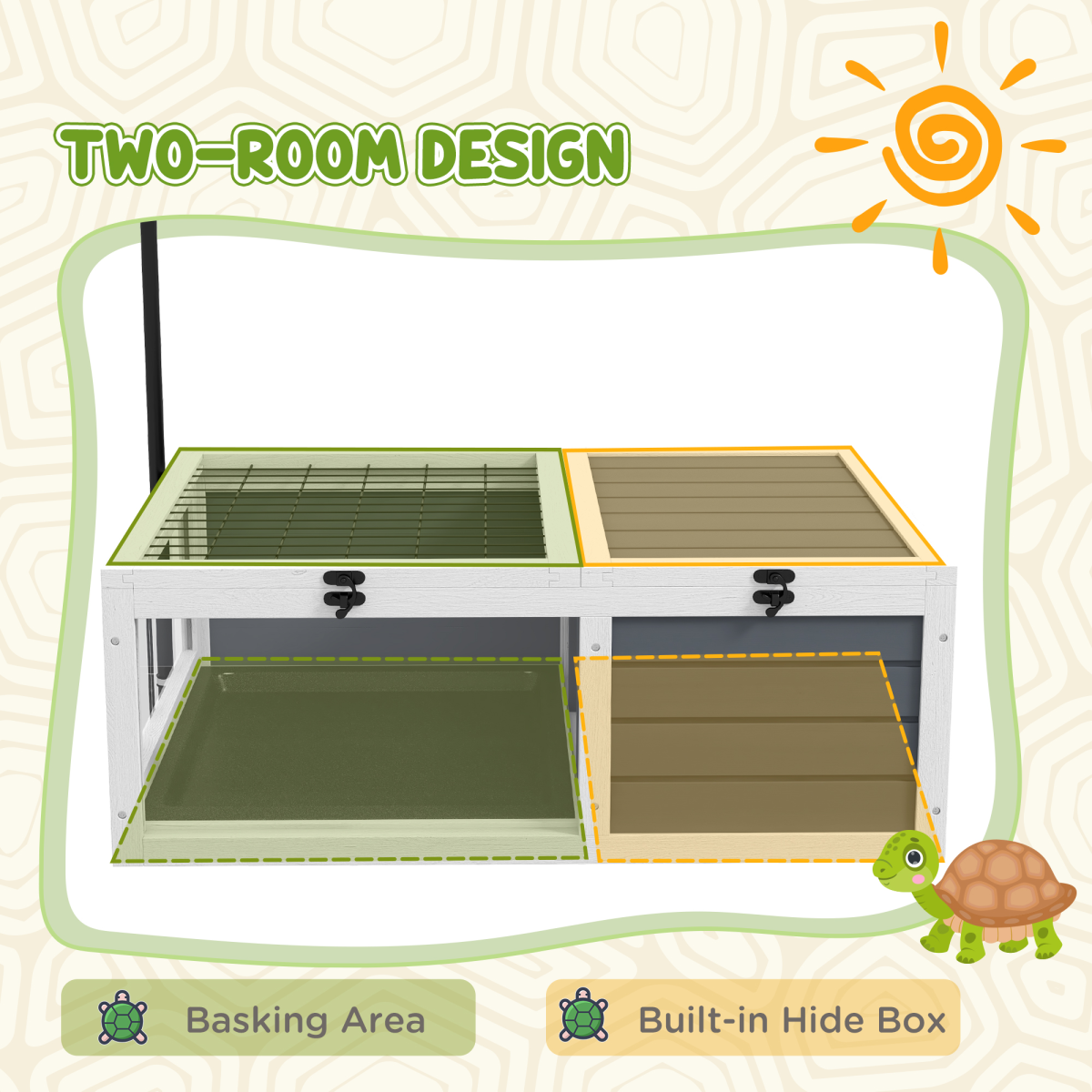 PawHut Wooden Tortoise House with Adjustable Lamp Holder