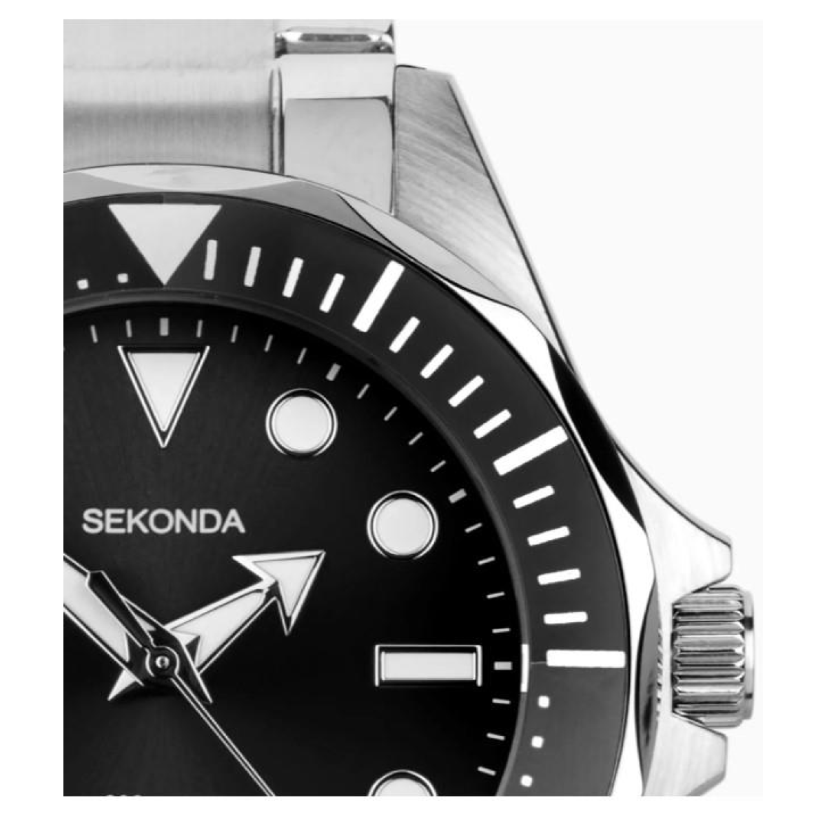 Sekonda Mens Basic Fashion Dated 43mm Black Dial Stainless Steel Bracelet Watch 30095