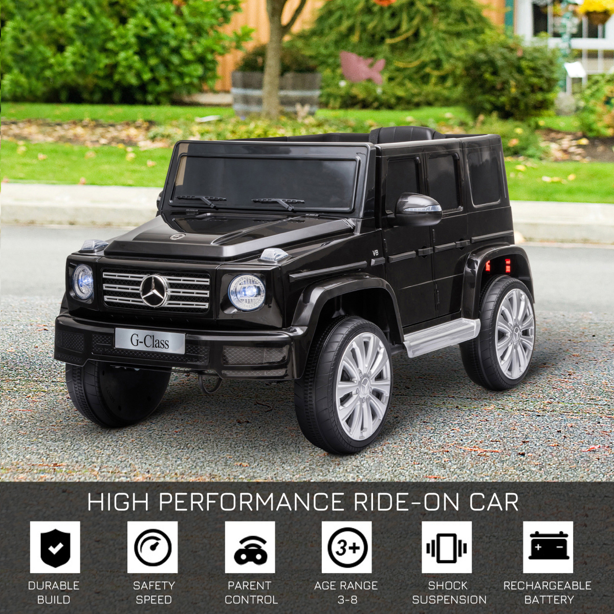 Licensed Mercedes-Benz G500 12V Kids Ride On Car with Remote, Black
