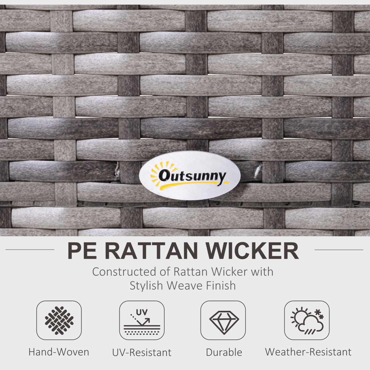 Outsunny 5-Piece Half Moon Rattan Garden Sofa Set, Grey