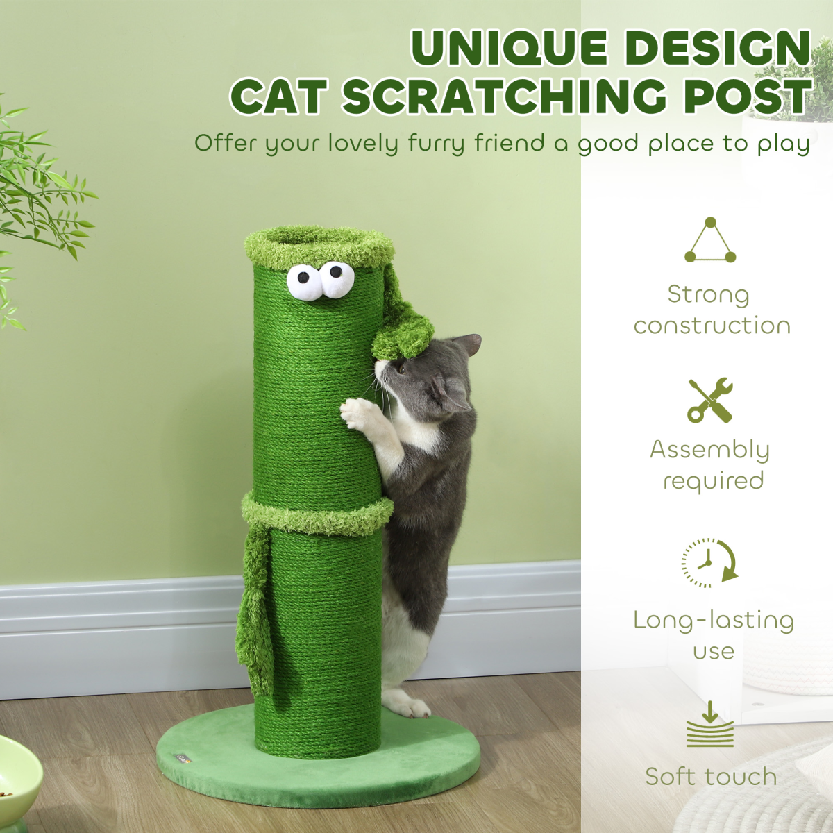 PawHut Indoor Cat Scratching Post with Sisal Rope, Large Base