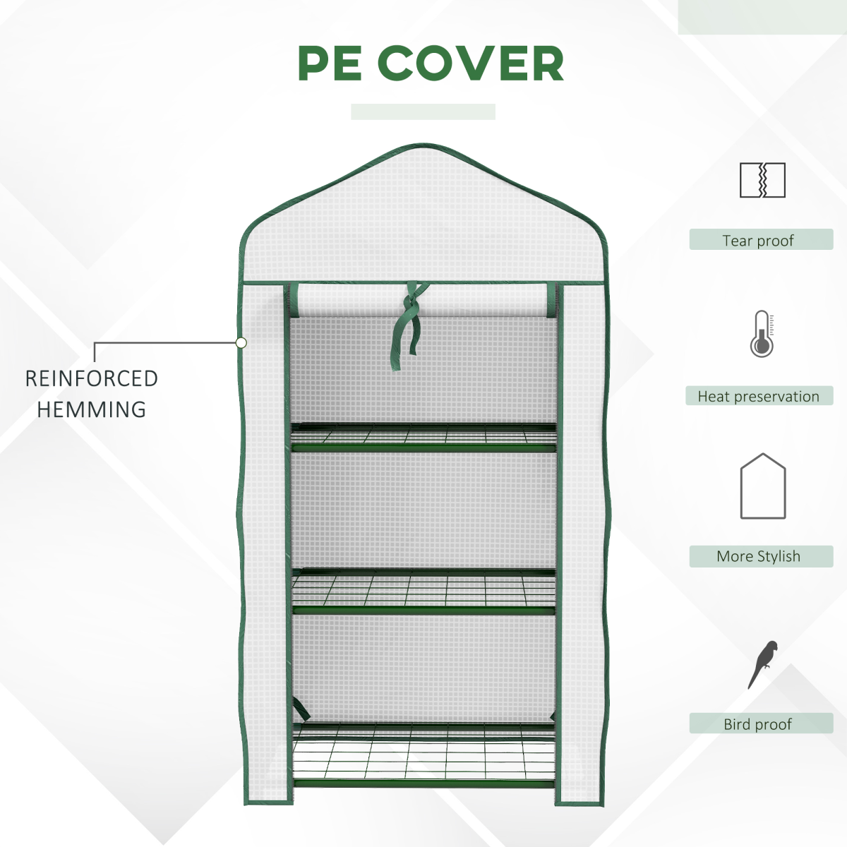 Outsunny Portable Mini Greenhouse with Roll-Up Door and Wire Shelves