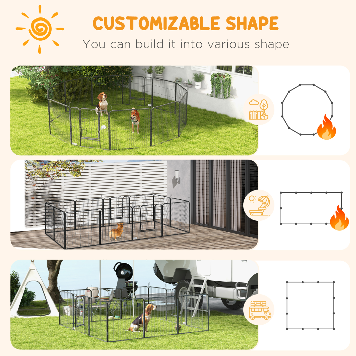 PawHut 12-Panel Steel Puppy Play Pen with Lockable Doors