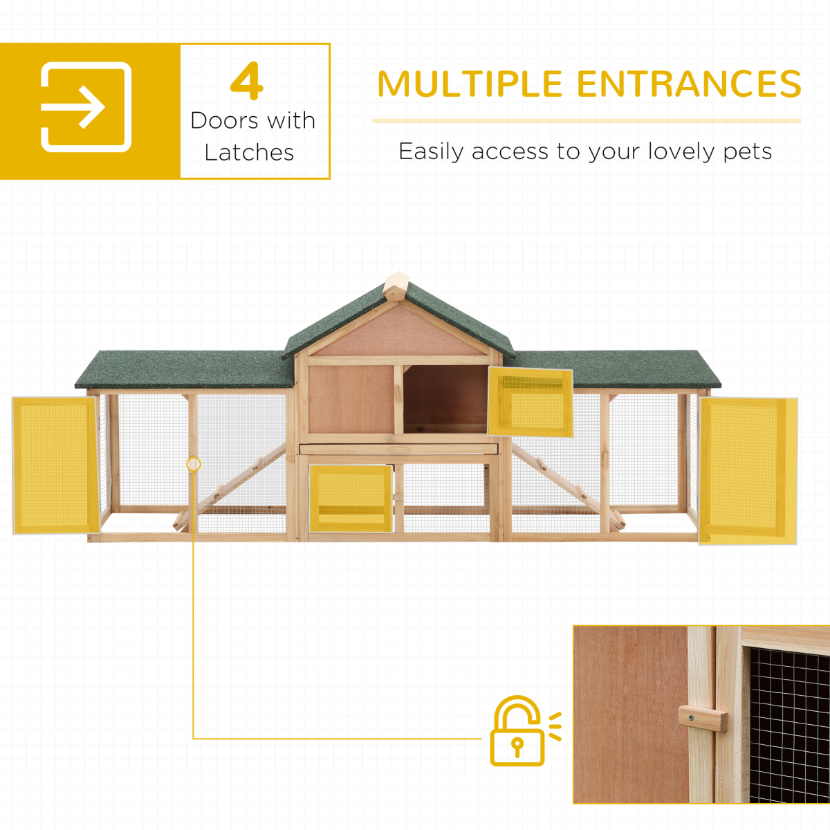 Wooden Indoor Rabbit Hutch House-Style Cage with Run Area