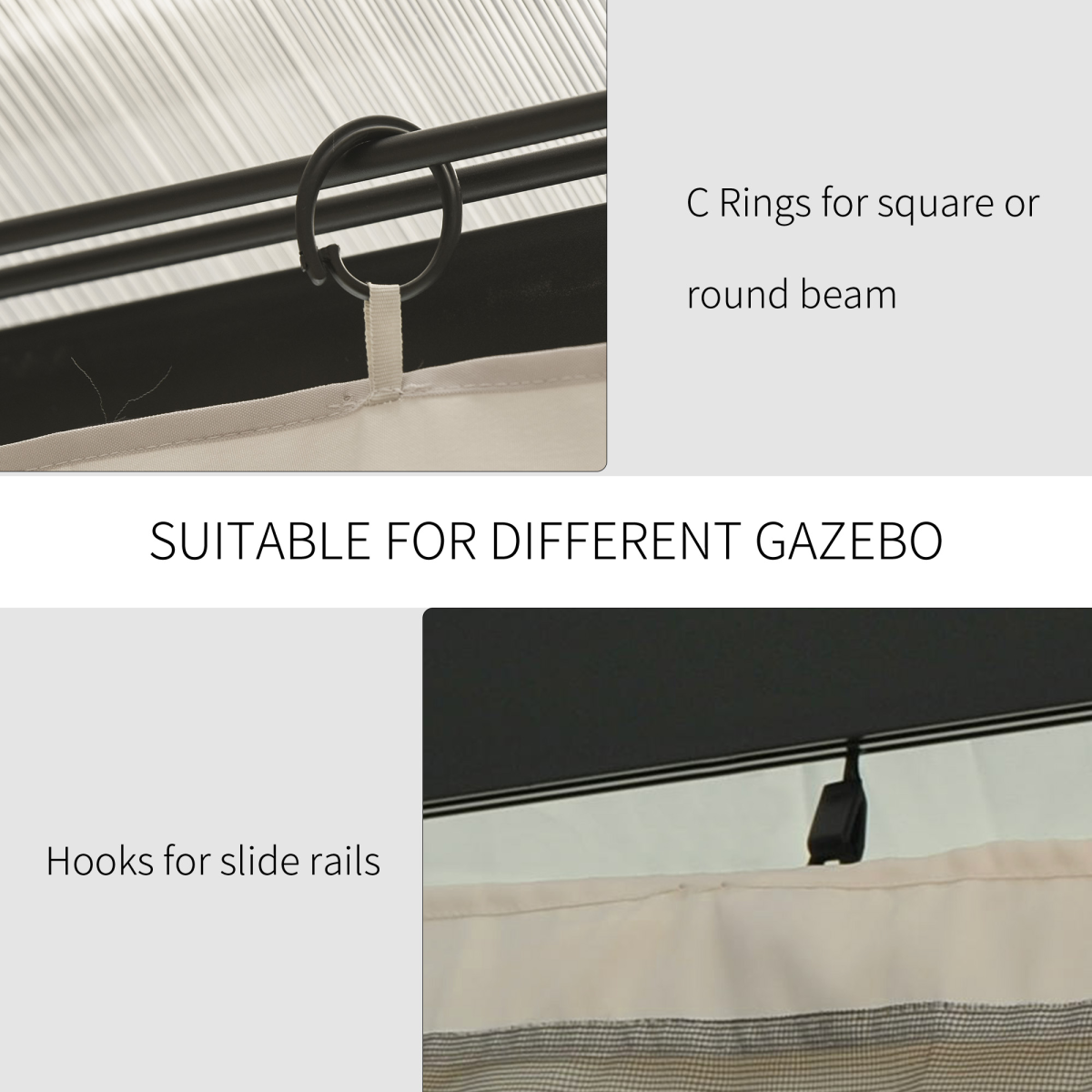 3 x 3m Universal Gazebo Replacement Sidewall Set, 4 Panels, Beige