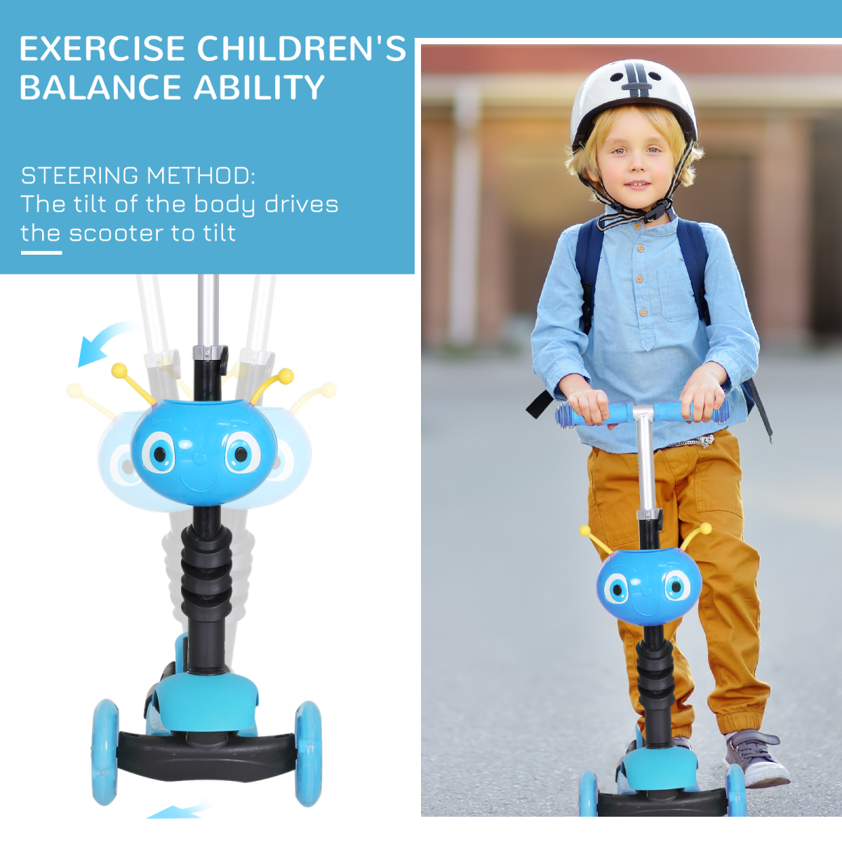 HOMCOM 5-in-1 Kids 3-Wheel Kick Scooter with Removable Seat, Adjustable