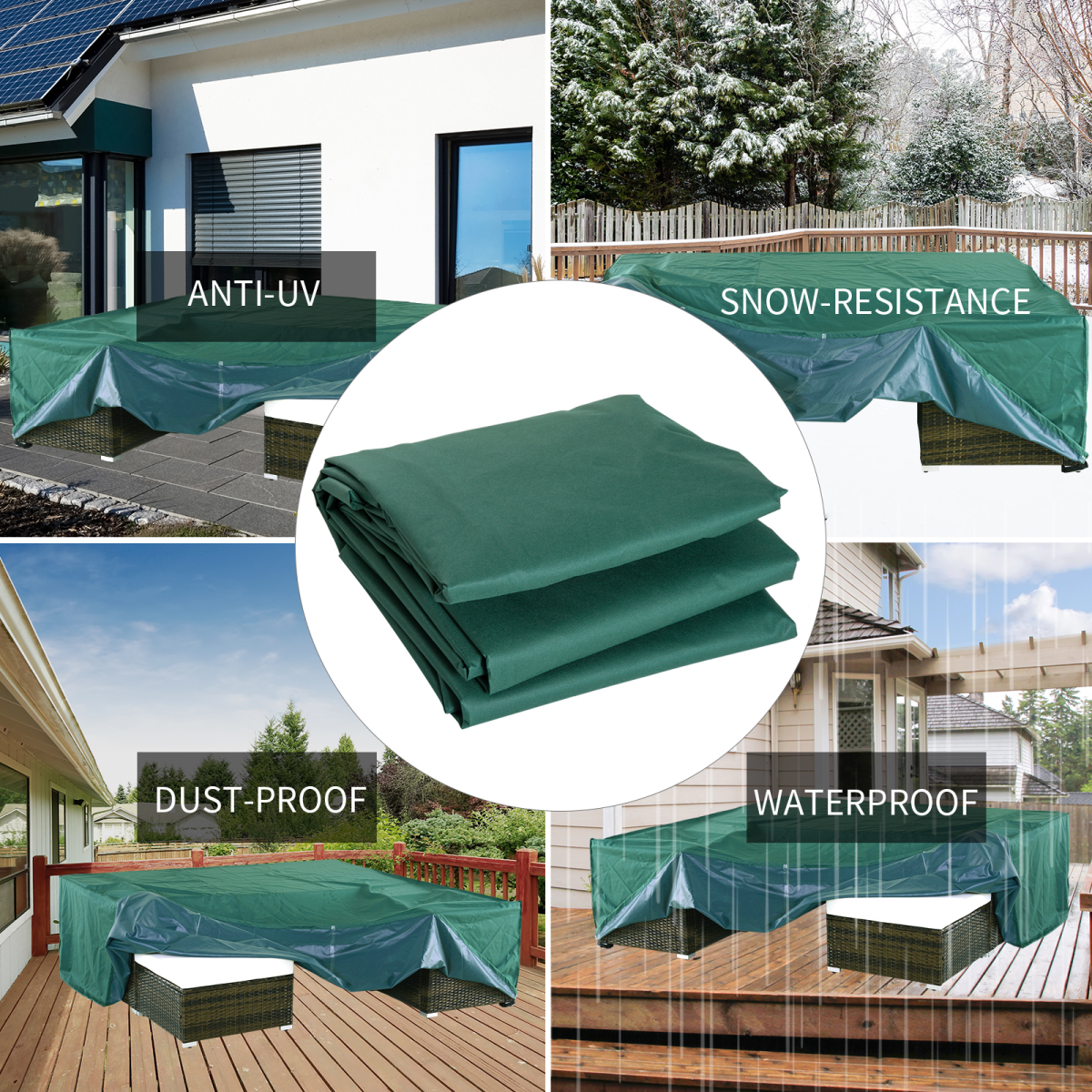 Outsunny Furniture Cover for Large Patio Sets, 222 x 155 x 67 cm, Green