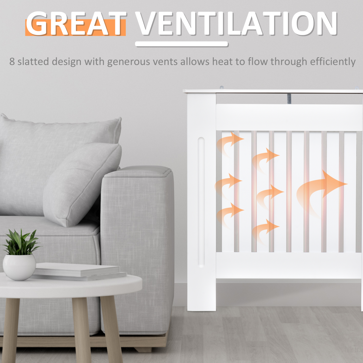 HOMCOM White Painted MDF Radiator Cover with Shelf and Slatted Vent for Home, Office and Hallway