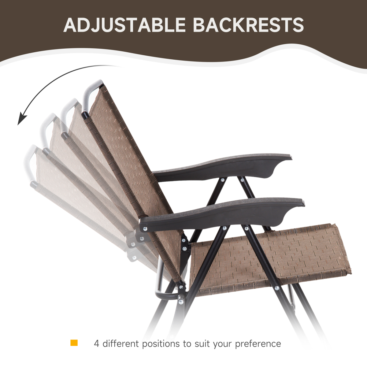 3-Piece Patio Bistro Set with Folding Chairs, Tempered Glass Table, Brown