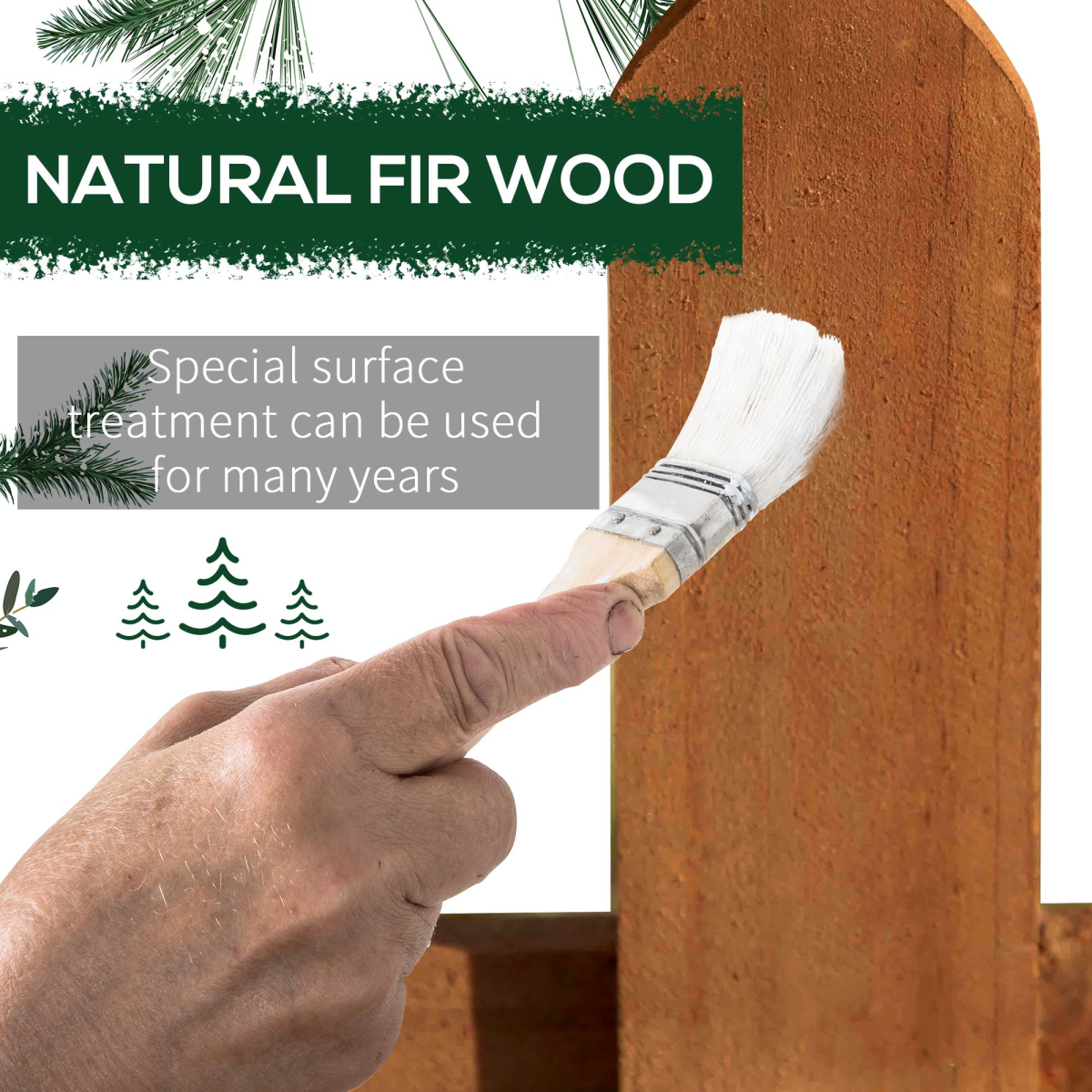 Outsunny 12-Pack Wooden Garden Border Fence Panels, Fixed Picket Fencing