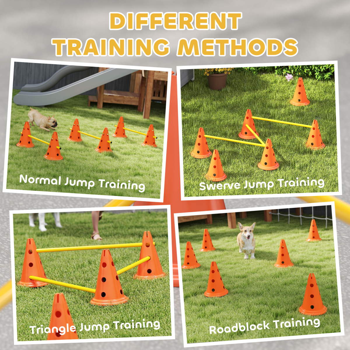 PawHut 3-Piece Adjustable Dog Agility Jump Set Training Obstacles