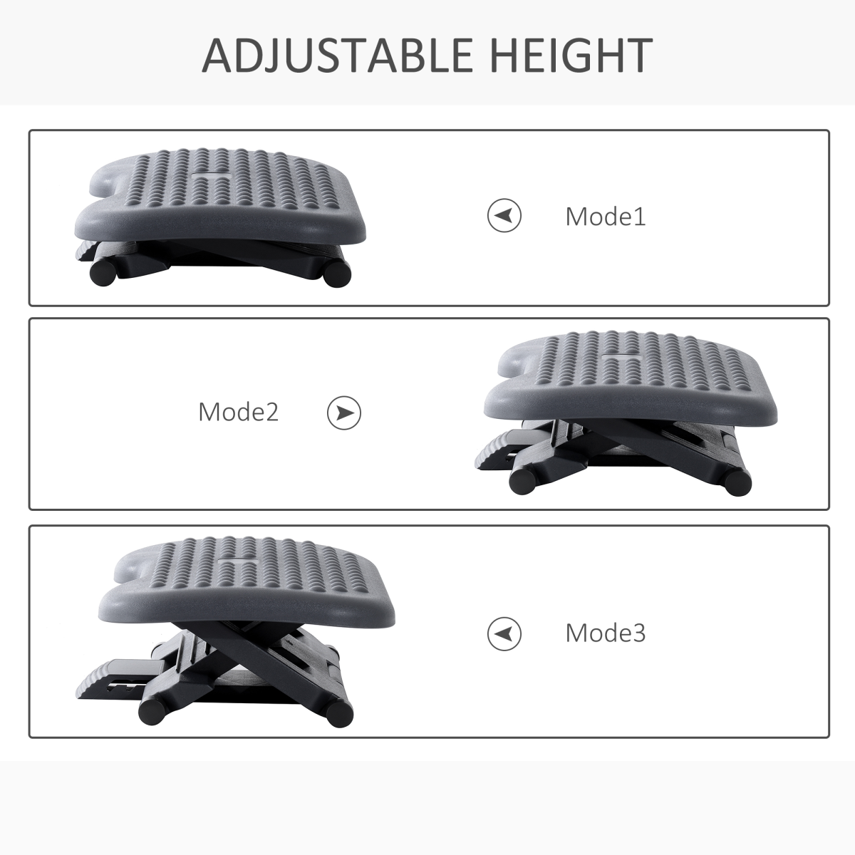Adjustable Massage Footrest, 3-Position Tilting Under Desk, Black