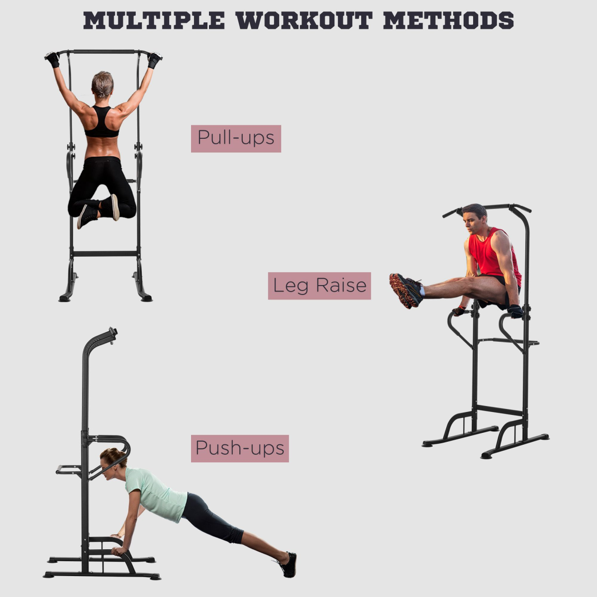 HOMCOM Adjustable Power Tower Pull Up & Dip Station Home Gym