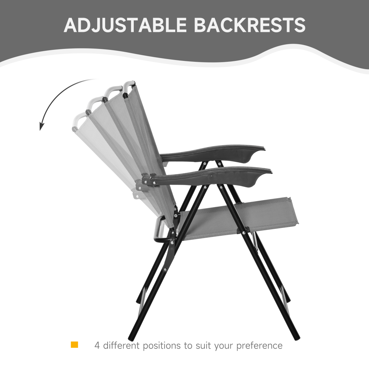 Grey Patio Bistro Set with Folding Chairs and Tempered Glass Coffee Table for Balcony, Outsunny