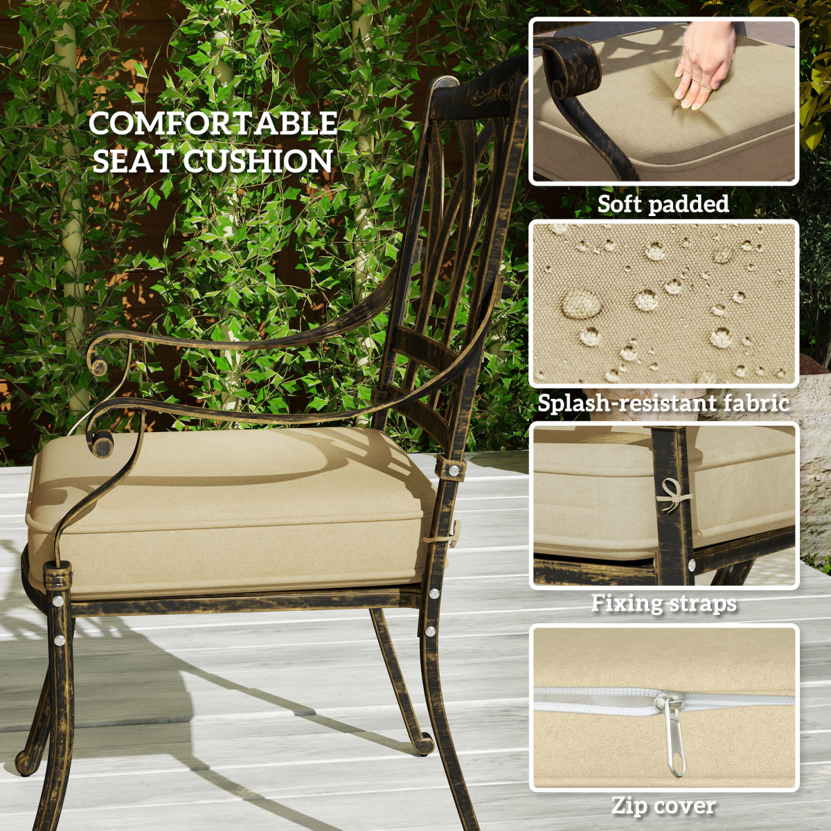 Outsunny 9-Piece Outdoor Dining Set with Cushions & Parasol Hole