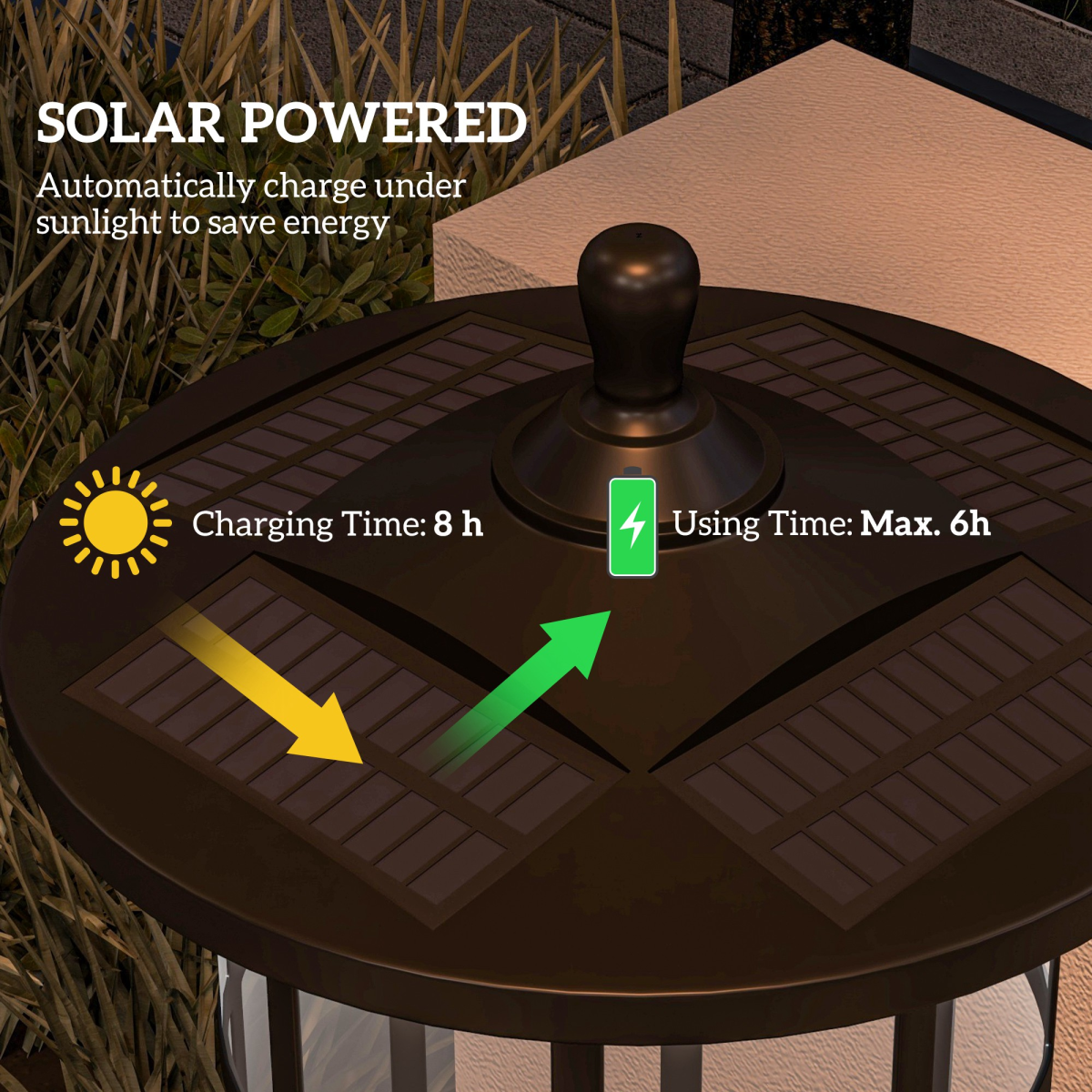 Outsunny LED Solar Outdoor Post Lights, IP44 Waterproof, Cool White, 2 Pack