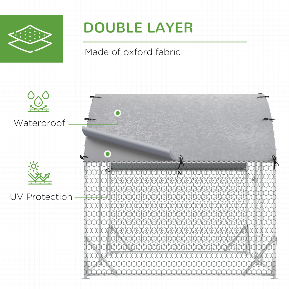 Pawhut Galvanised Chicken Coop Run with Cover 2.8 x 1.9 x 2m