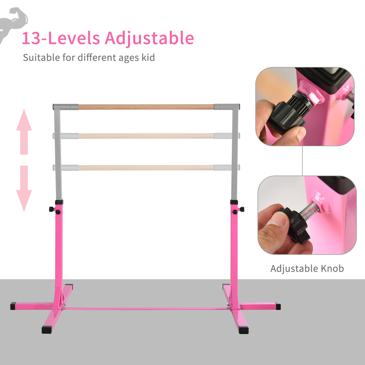 HOMCOM Adjustable Kids Gymnastics Horizontal Bar, 92-150cm Home Gym