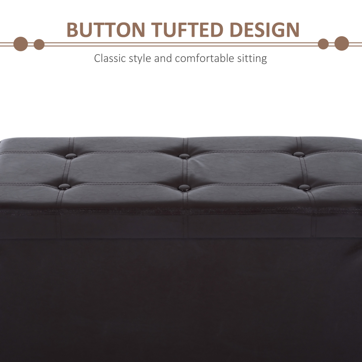 HOMCOM Folding Faux Leather Storage Cube Ottoman Bench Seat Brown
