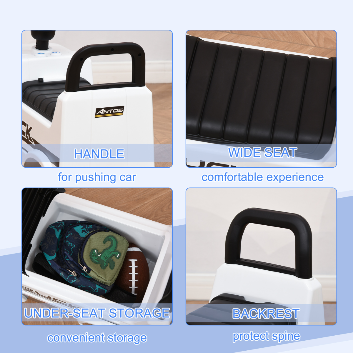 HOMCOM 3-in-1 Licensed Mercedes Ride-On Push Car with Under-Seat Storage for 12-36 Months White