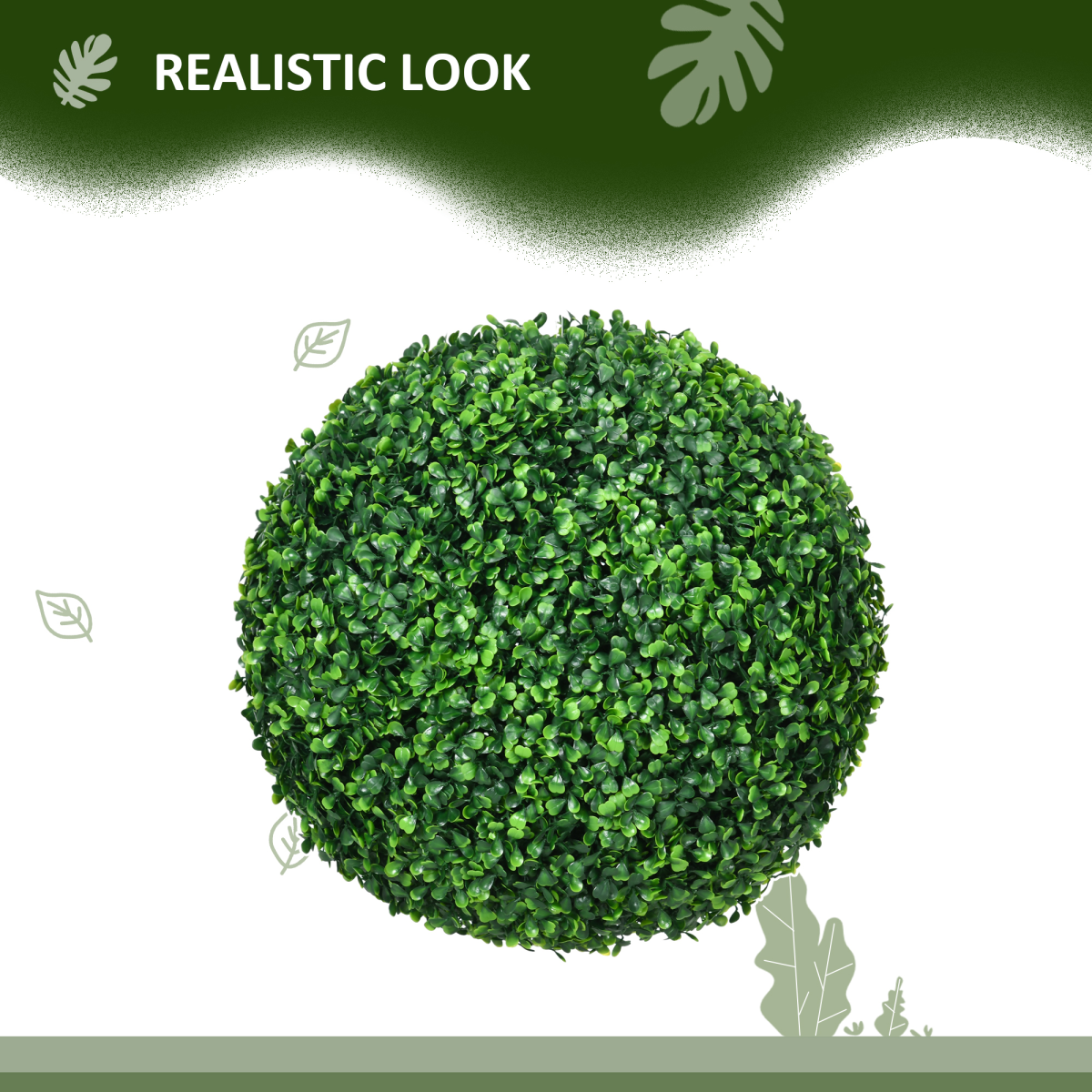 HOMCOM Set of 2 Artificial Boxwood Topiary Balls, Indoor Outdoor UV Protected