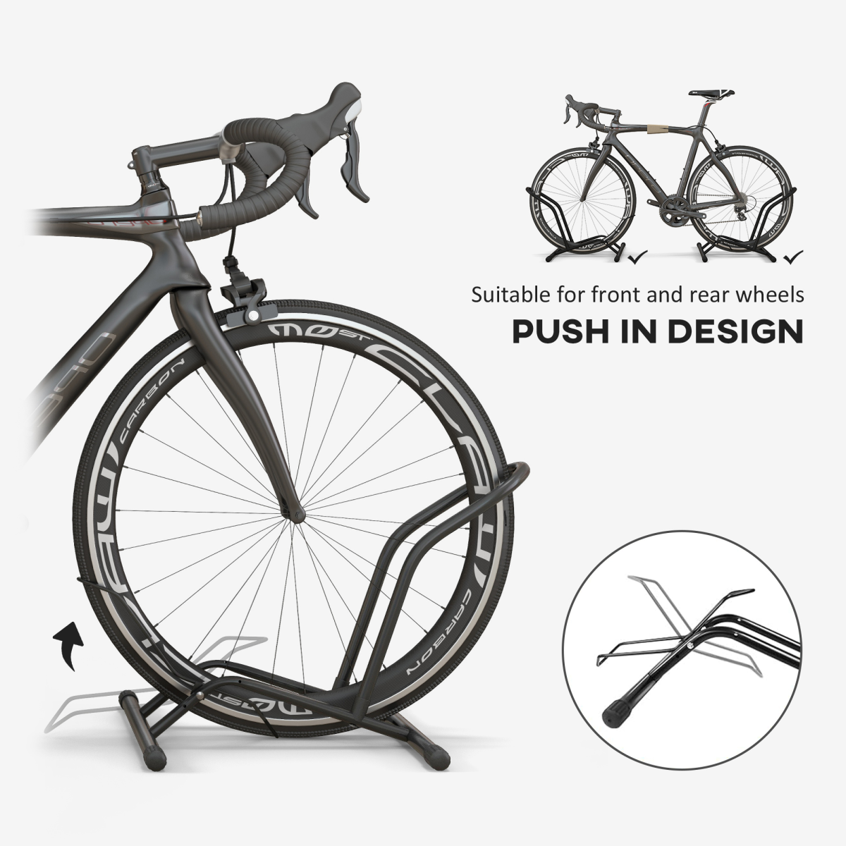 SPORTNOW Steel Bike Storage Rack with Auto-Lock for Indoor Use