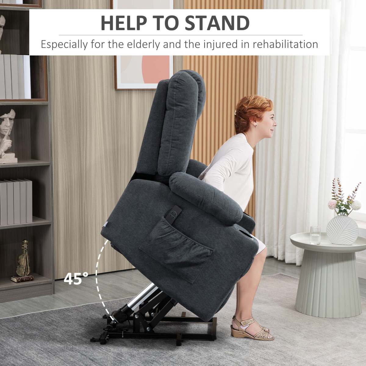 HOMCOM Grey Riser and Recliner Lift Chair with Remote for the Elderly