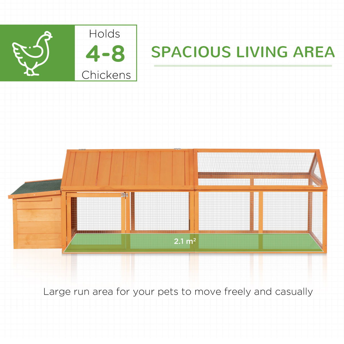 PawHut Wooden Chicken Run with Nesting Box, Openable Roof
