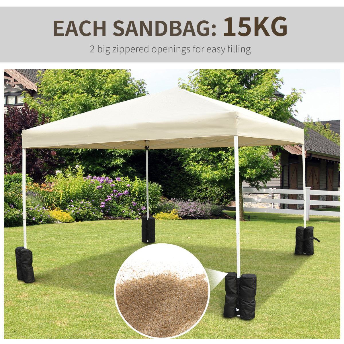 Outsunny 4-Piece Gazebo Sand Bag Weight Set, Black Nylon, for Gazebo Legs