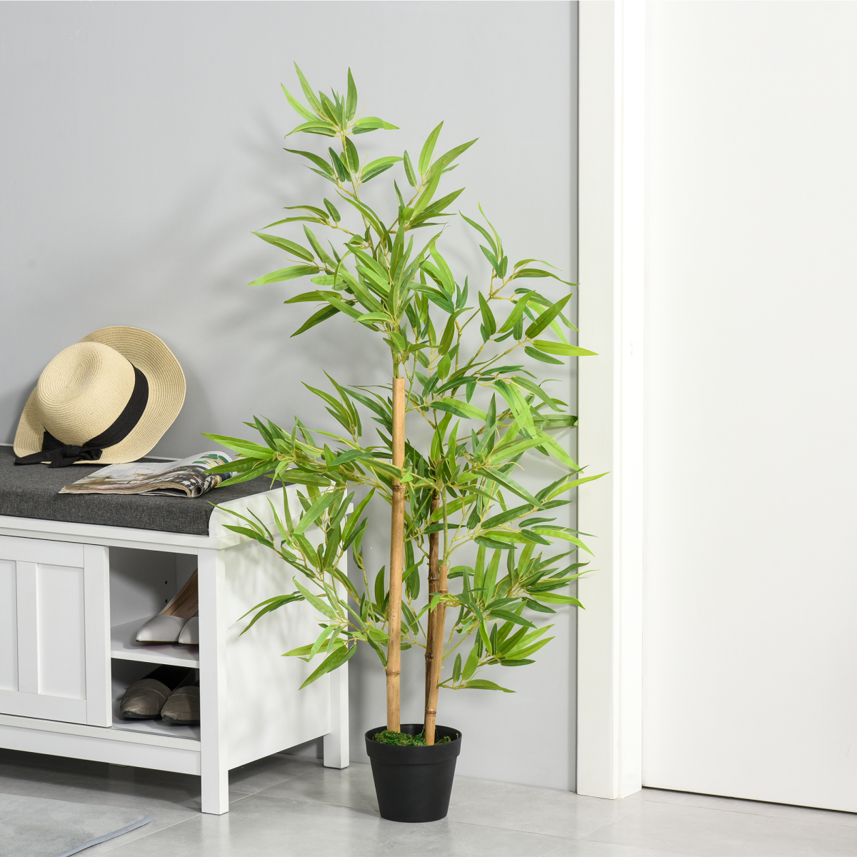 Outsunny Set of 2 Artificial Bamboo Trees Decorative Plant 120cm Indoor/Outdoor