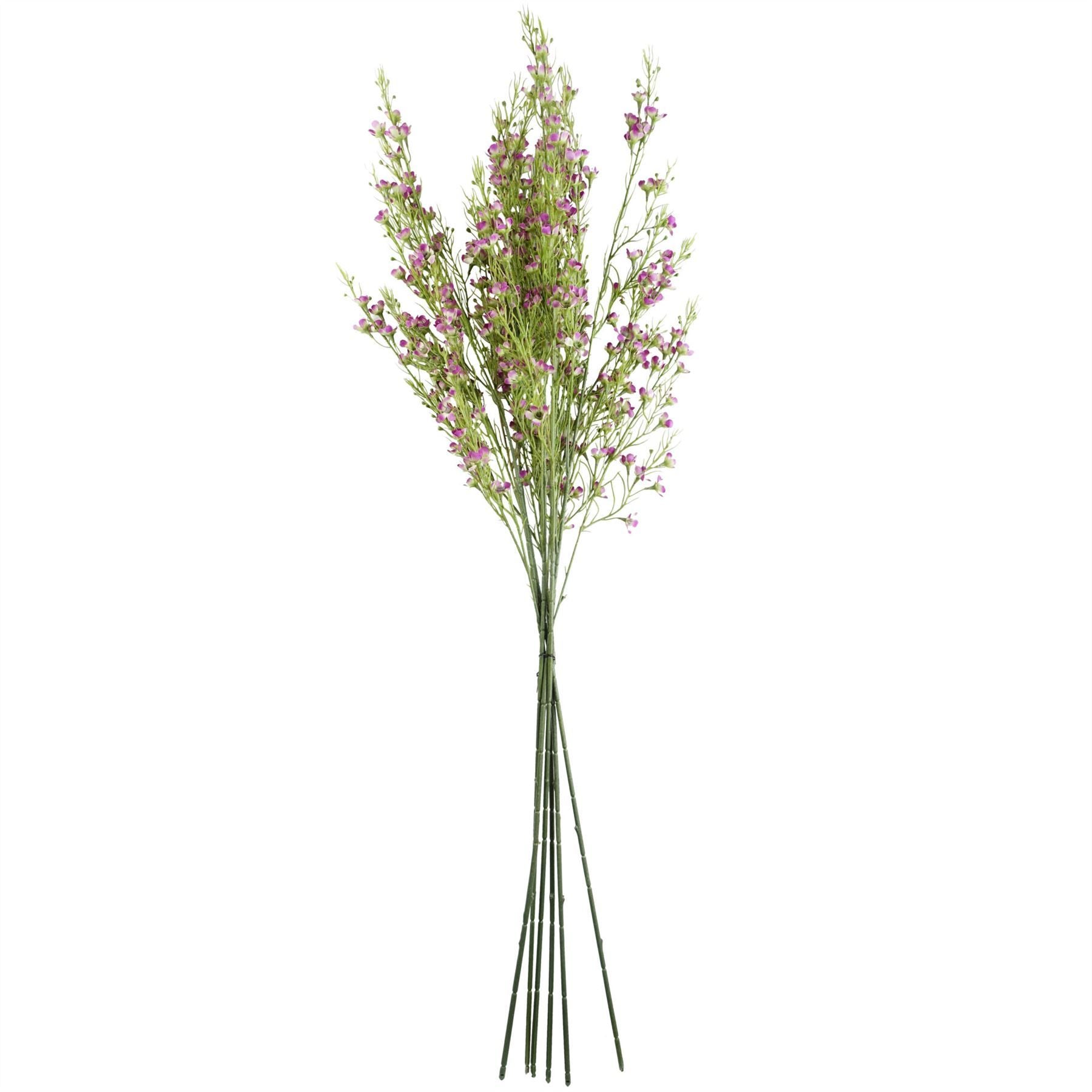 Leaf Pack of 6 100cm Artificial Foliage Stems with Small Flowers, Purple