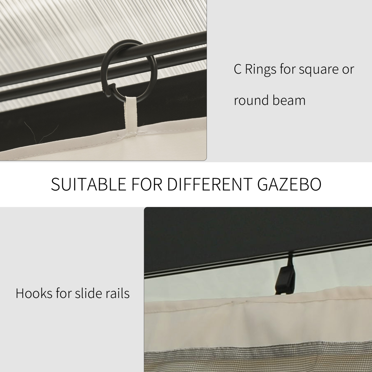 4-Pack Privacy Sidewalls for 3 x 4m Outsunny Gazebo, Thick Polyester Panels