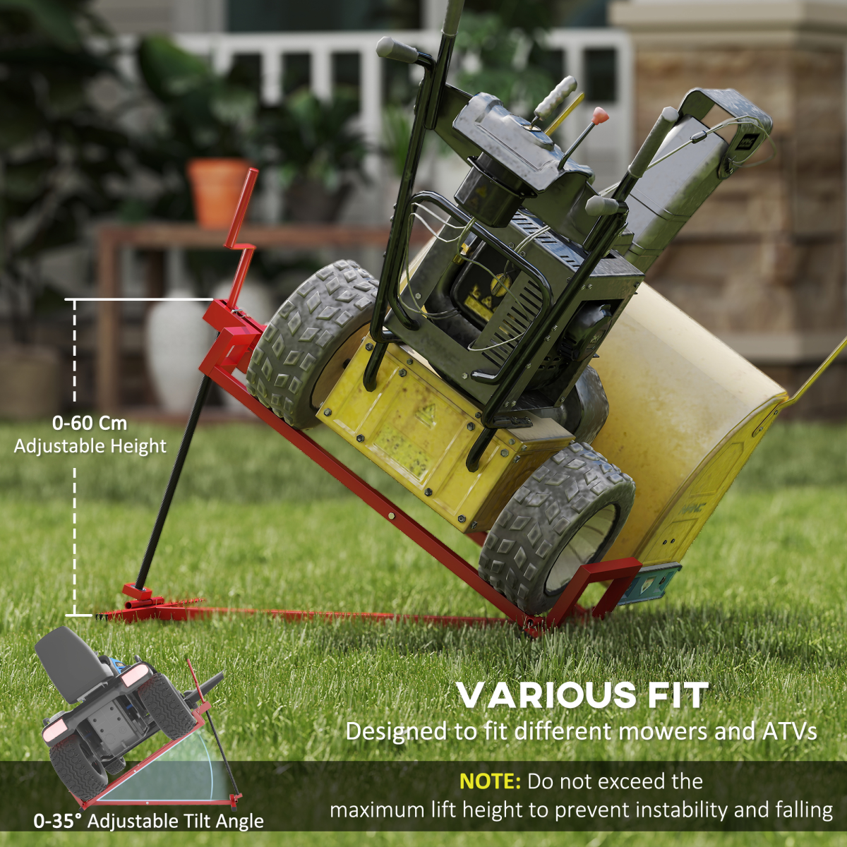 HOMCOM Foldable Steel Lawn Mower & ATV Maintenance Lift, 400 kg
