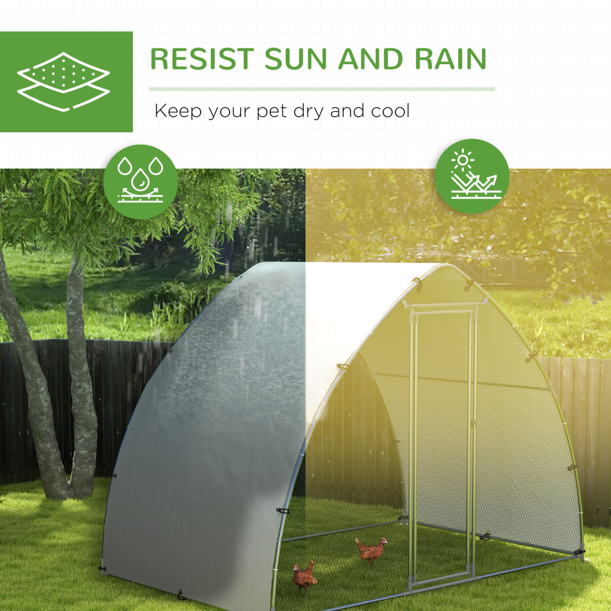 PawHut Walk-In Chicken Run with Cover for 4-6 Chickens