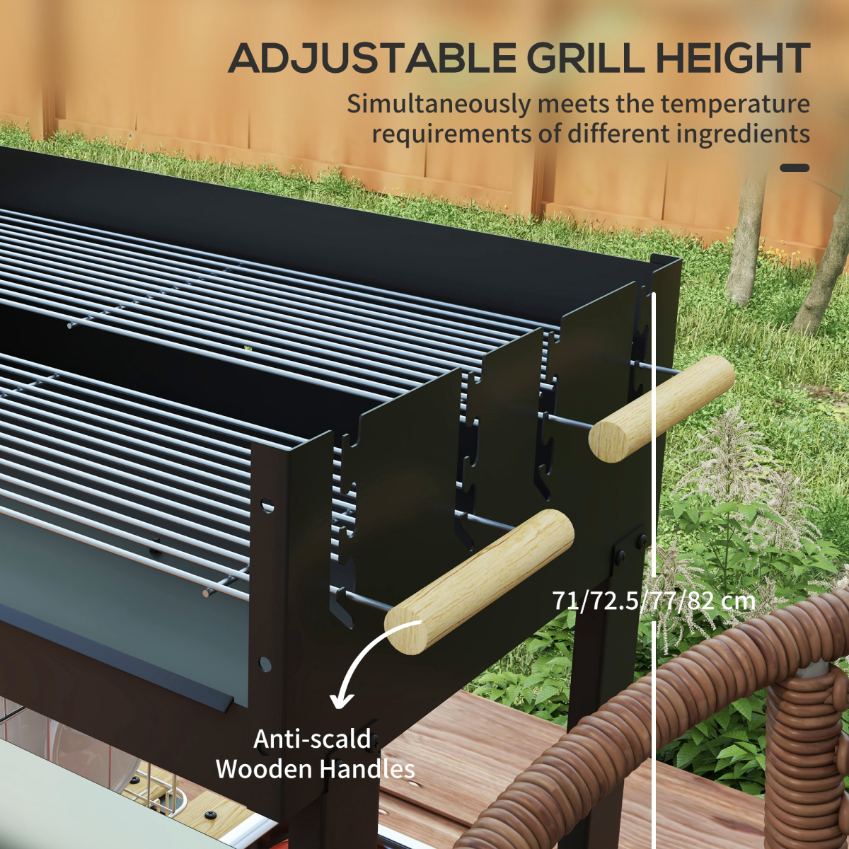 Outsunny Charcoal BBQ Grill with Side Table, Storage Shelf & Wheels