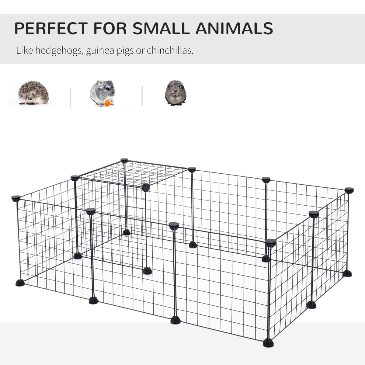 PawHut DIY 12-Panel Metal Wire Pet Playpen for Guinea Pigs and Small Animals, Black