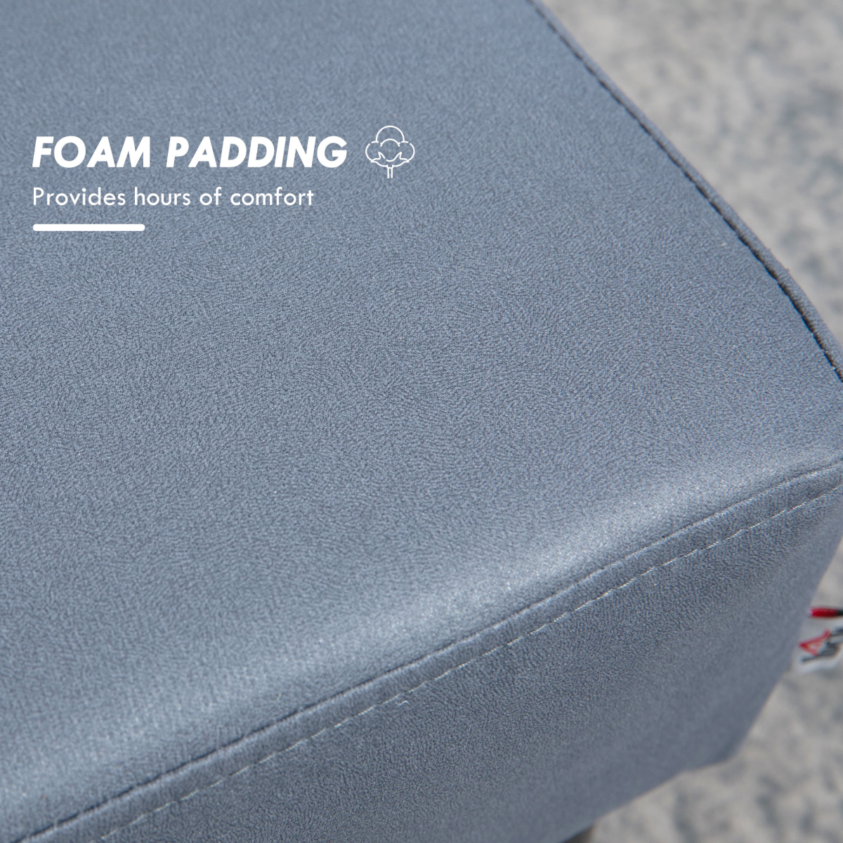 Grey PU Leather Ottoman Footstool for Home and Office, 40 x 30 x 24 cm