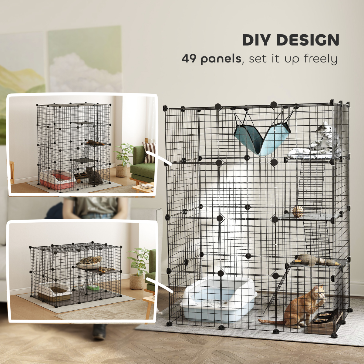 PawHut Four-Tier Customisable Cat Playhouse for Up to 3 Cats