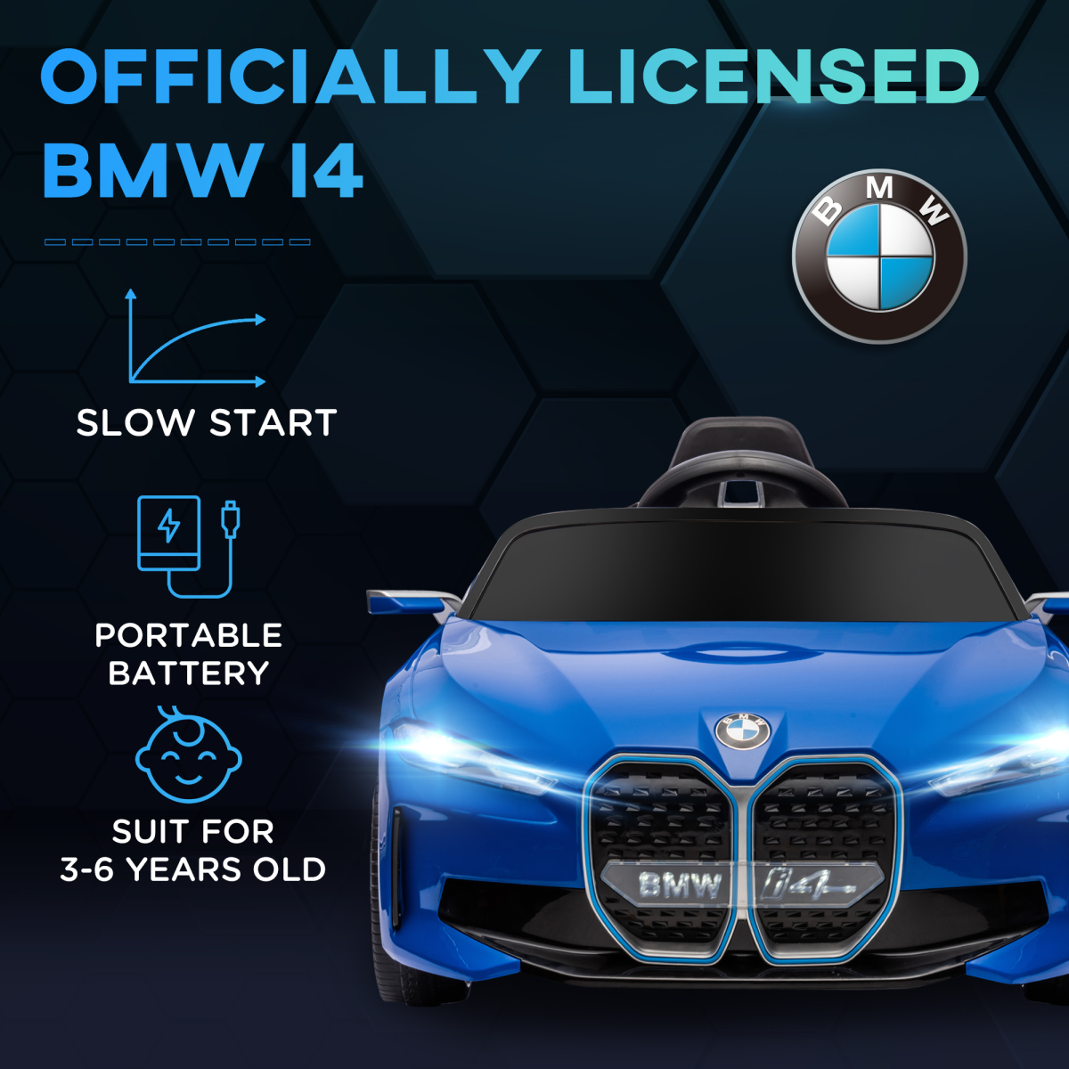 HOMCOM BMW i4 Licensed 12V Kids Electric Ride-On Car with Remote - Blue