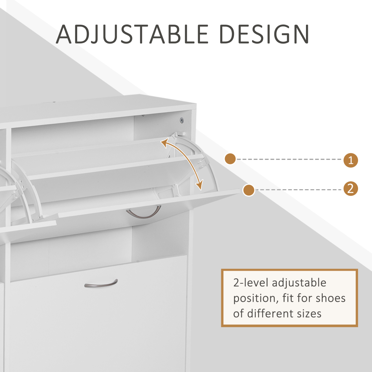 Wooden 4-Drawer Shoe Cabinet with Adjustable Shelves - White