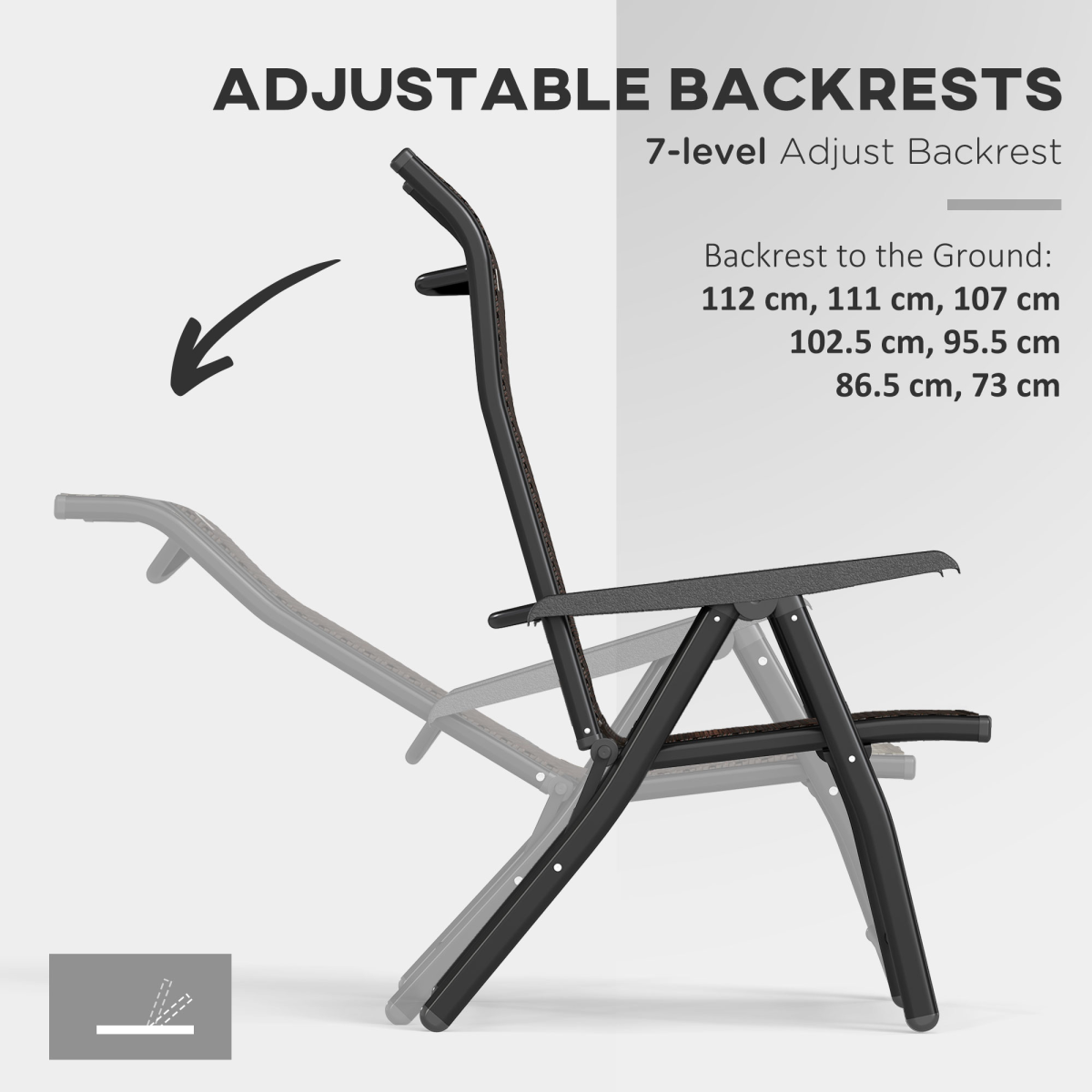 Outsunny Set of 4 Folding Outdoor Rattan Chairs, Adjustable Backrest