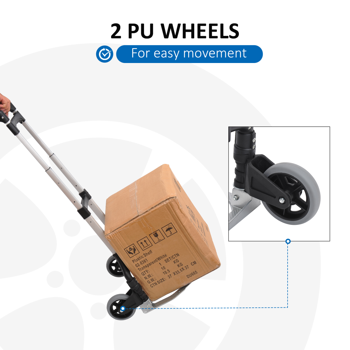 HOMCOM Aluminium Foldable Hand Truck Trolley, 70kg Load Capacity