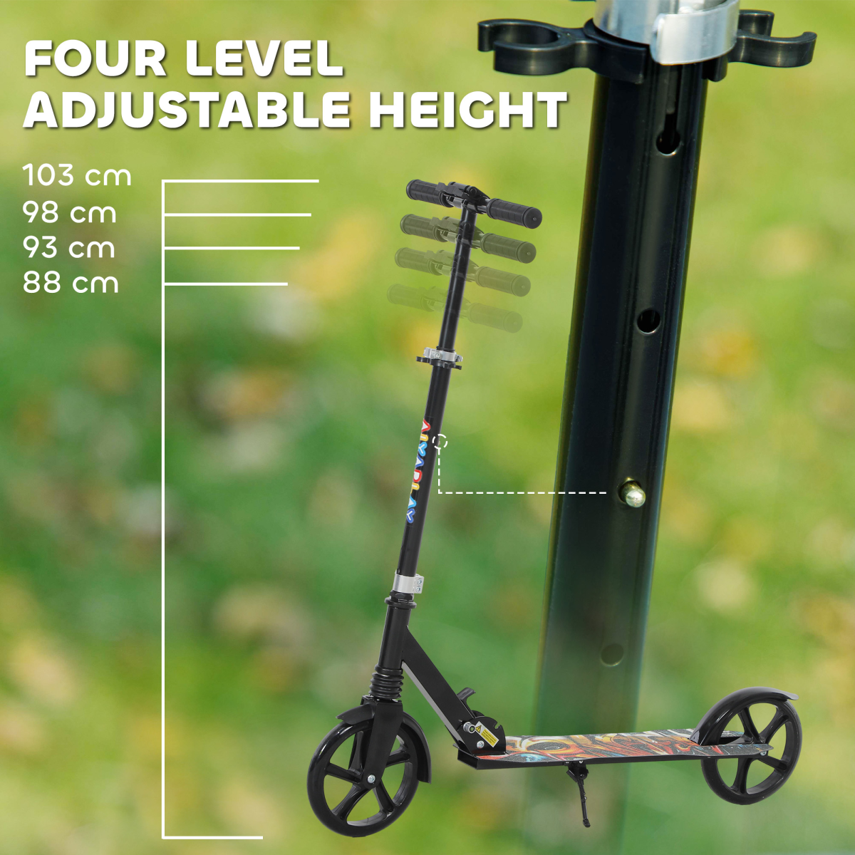 AIYAPLAY Kids Foldable Scooter with Adjustable Handlebar, Black