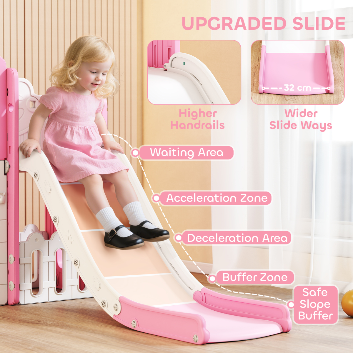 AIYAPLAY 7-in-1 Frog Theme Toddler Slide Set with Basketball Hoop