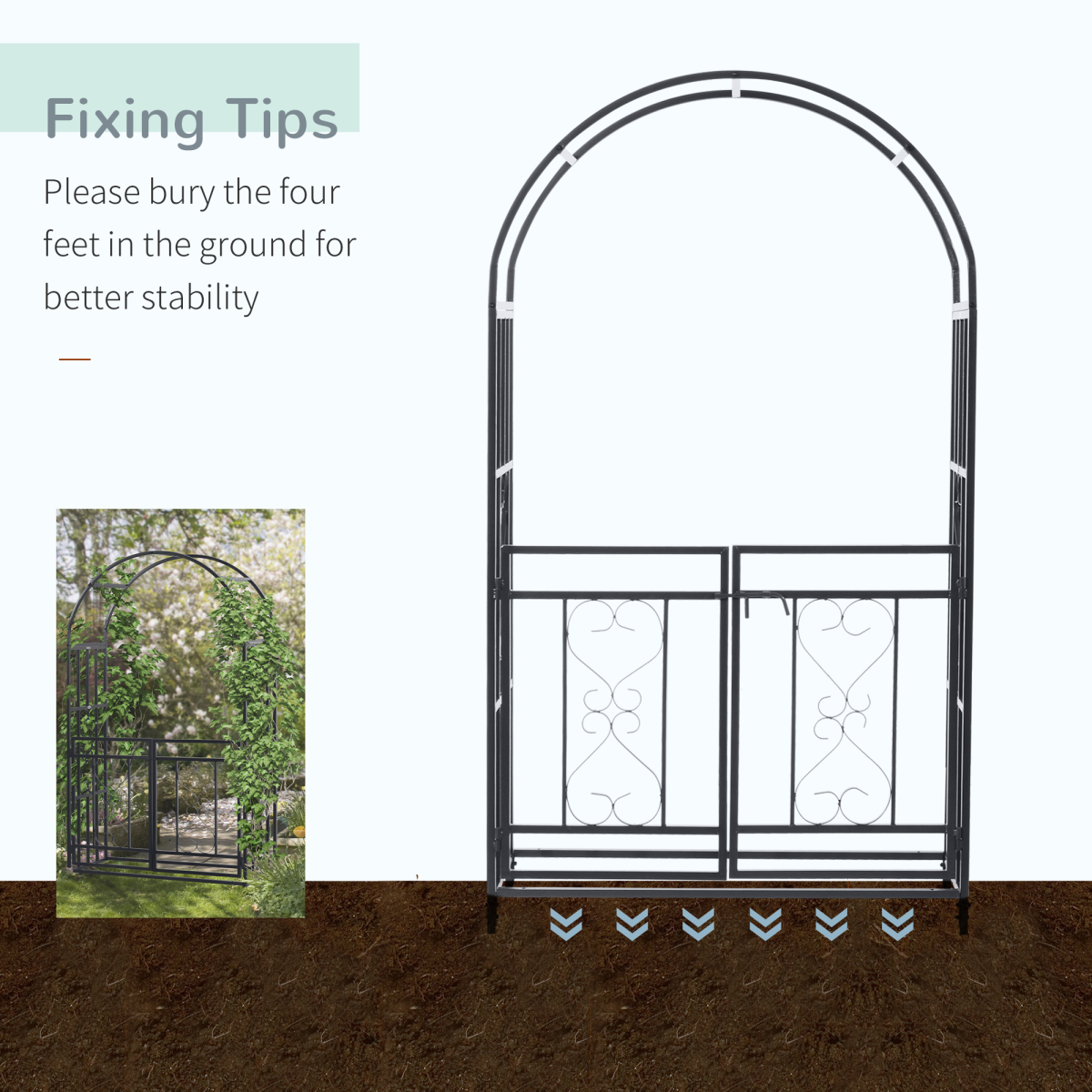 Outsunny Steel Garden Arch with Double Gate for Climbing Plants