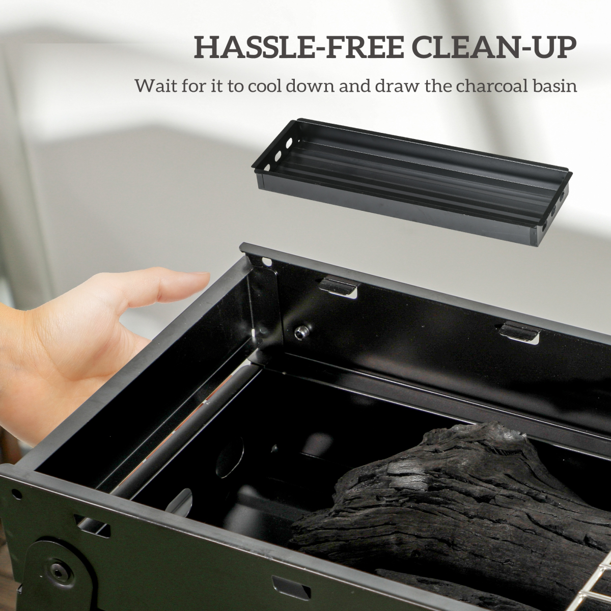 Outsunny Portable Foldable Charcoal Grill with Pull-Out Basin