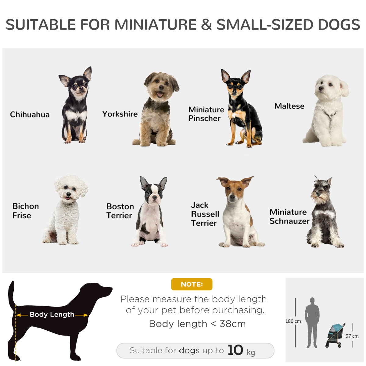 PawHut Foldable Pet Stroller for Small Dogs with Rain Cover
