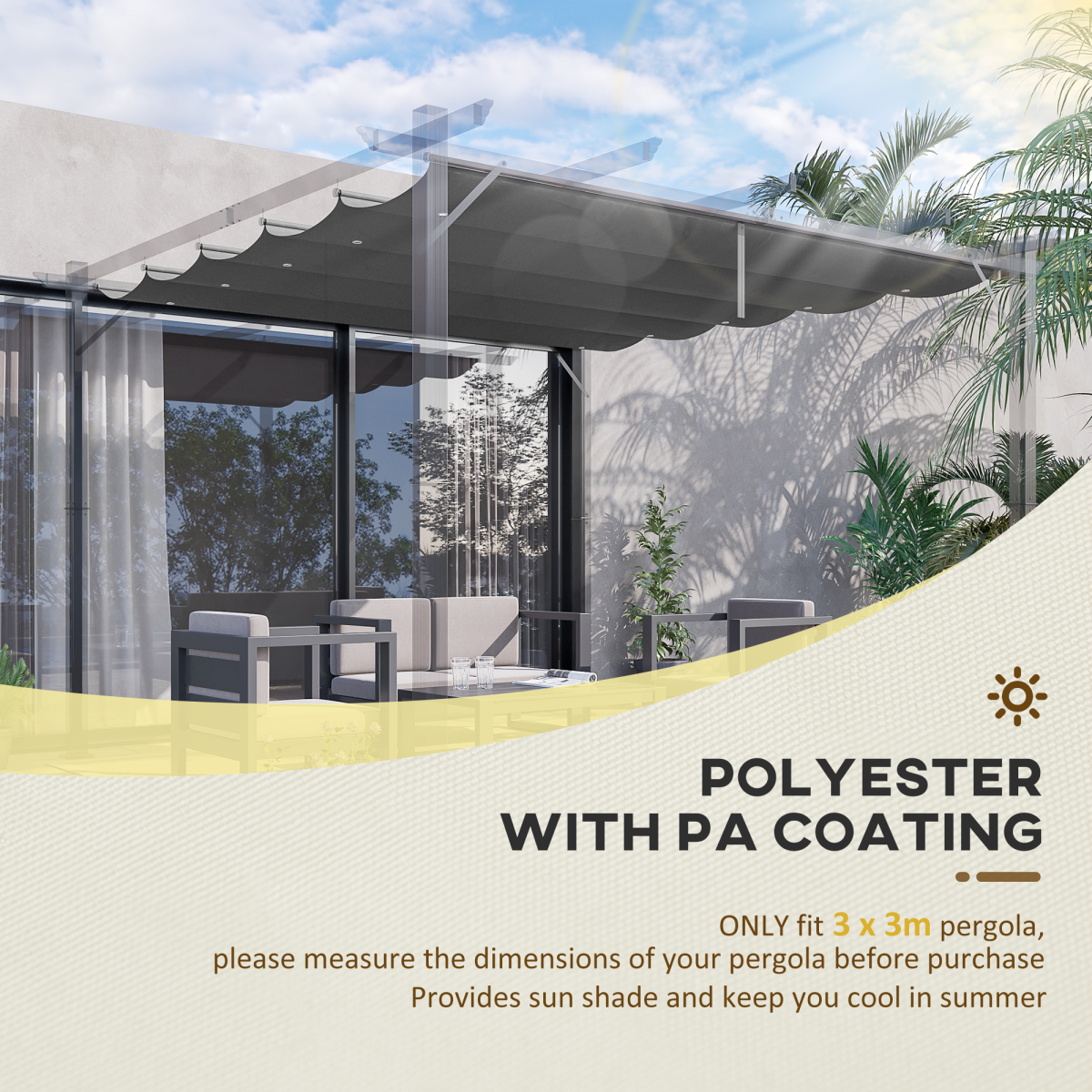 Outsunny Replacement Canopy for 3 x 3m Pergola, Grey