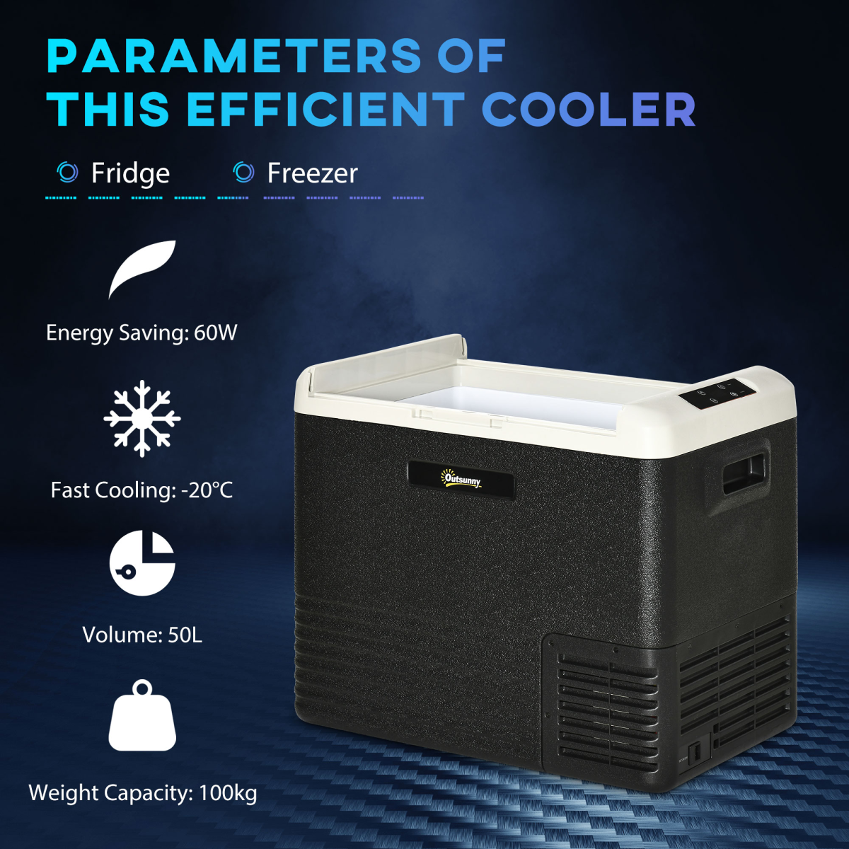 50L 12V Portable Car Refrigerator Freezer for Camping and Driving